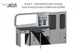 Style 1  Splashback with racking Ford Transit Custom SWB