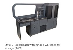 Style 4 Splashback with hinged worktops for storage VW SWB